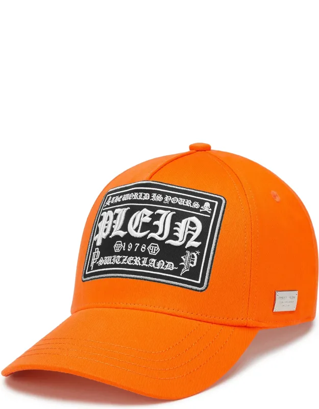 _baseball Cap With Embroidered Patch And Adjustable Strap_