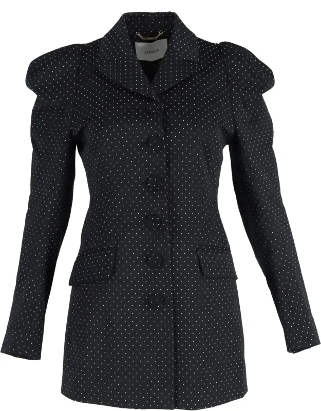 Polka Dot Print Single-breasted Leg-of-mutton Sleeves Blazer