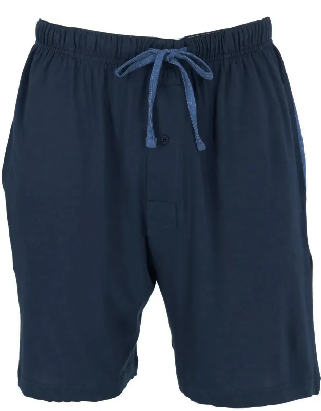 Jersey Knit Cotton Button Fly Pajama Sleep Shorts With Soft Elastic Waistband And Two Side Pockets