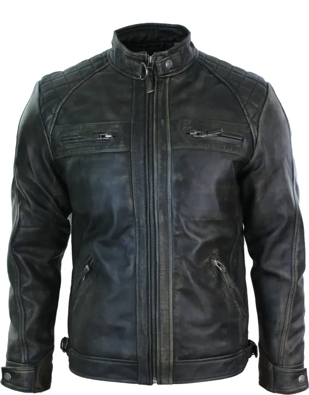 Zipped Soft Leather Short Biker Jacket - Light Weight Ideal For All Seasons, Tailored Fit Design