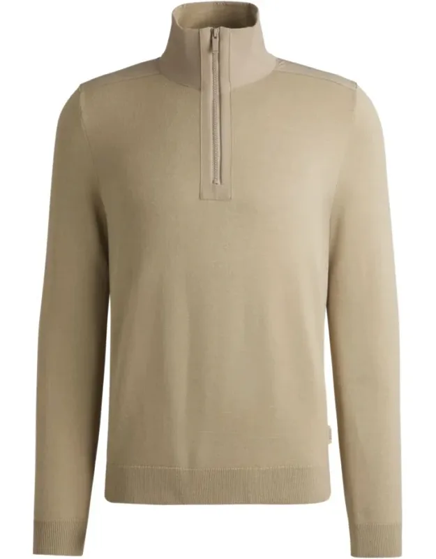 Zip-neck Sweater With Softshell Trim