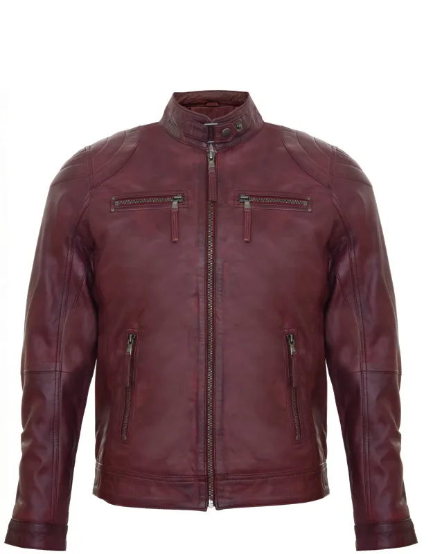 Leather Biker Vintage Zipped Racing Jacket