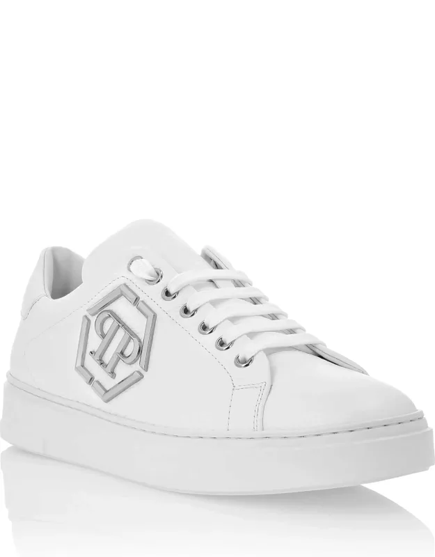 Leather Lo-top Sneakers With Deer-print Leather And Slide-safe Rubber Sole