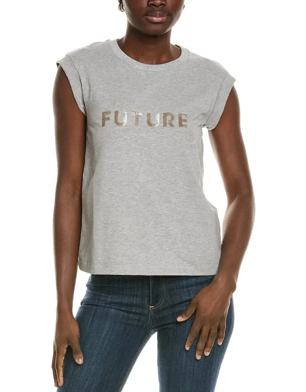 T-shirt With Embroidered Front And Sequin Embellishments