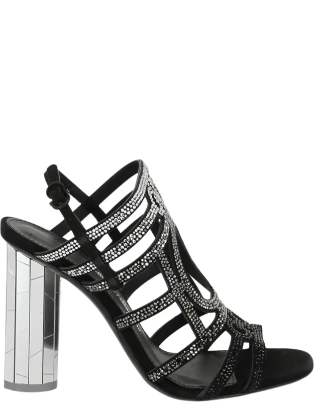 Florenza Slingback Heel Sandals With Ombre Crystal Embellishment And Block Heel