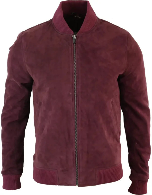 Suede Leather Bomber Jacket