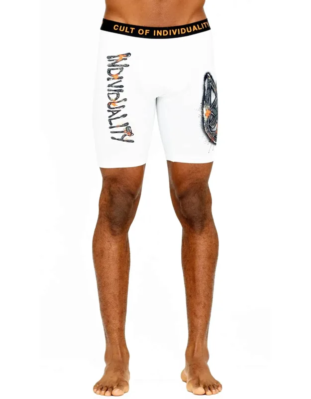 Cult Briefs 2 Pack "anarchy" Print/solid Soft Stretch Cotton-poly Blend, Contrasting Elastic Waistband, Colorful Lettering, Matching Gear Available