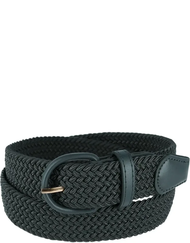 Elastic Braided Belt With Covered Buckle