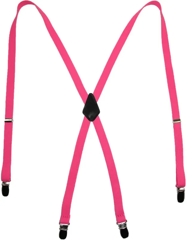 Elastic Clip-end 1/2 Inch Skinny Urban Suspenders With Adjustable Length And X-back Style
