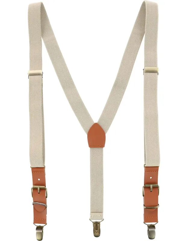 1 Inch Wide Suspenders With Faux Leather Buckle And Clip-ends