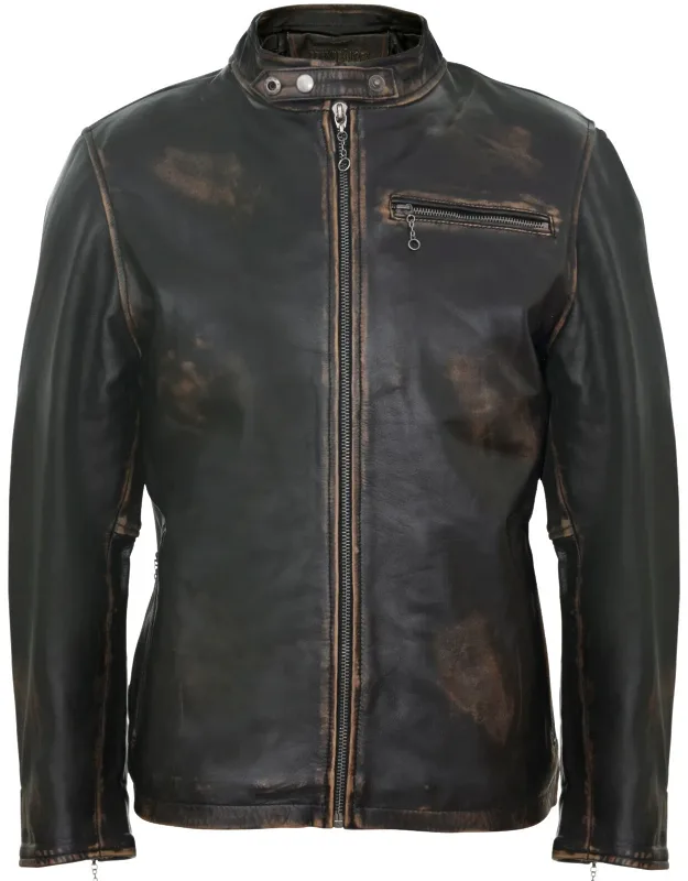 Sarajevo Biker Jacket With Zipped Cuffs And Rear Belt Panel