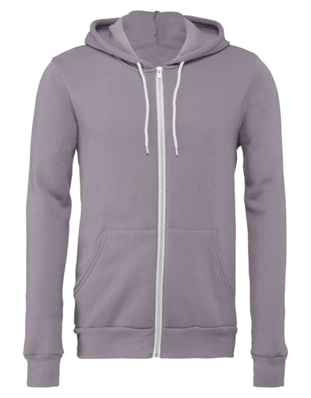 Sponge Fleece Full-zip Hoodie With Ribbed Cuffs And Split-pouch Pocket