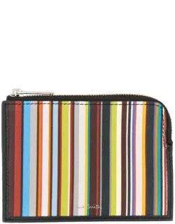 Signature Stripe Zipper Wallet