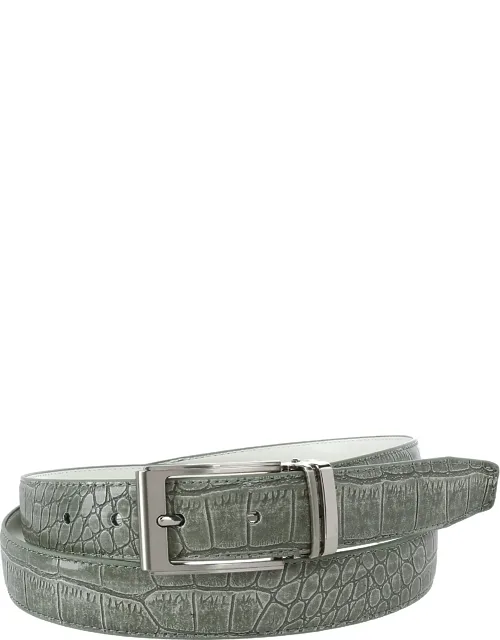 Big & Tall Leather Croc Print Dress Belt With Clamp On Buckle - Great For Dress And Casual Pants, Ideal Golf Belt