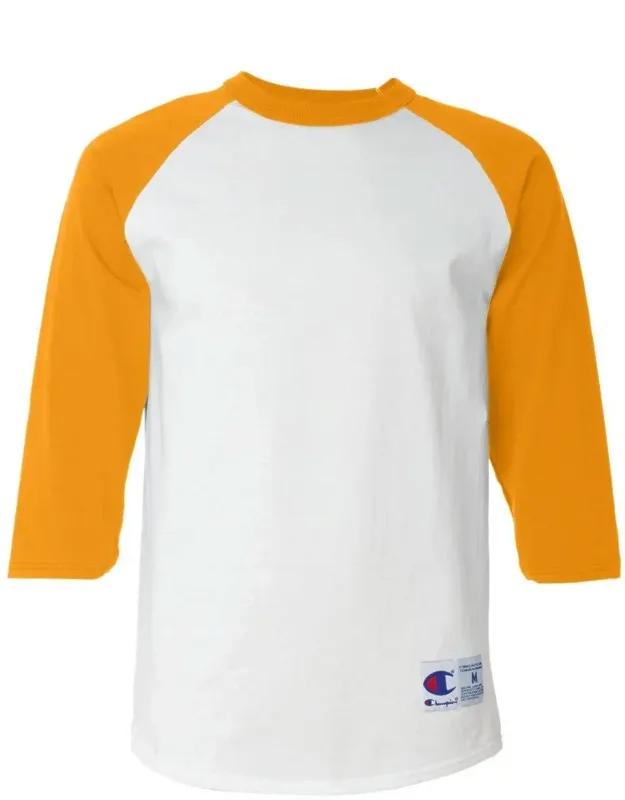 Champion Three-quarter Raglan Sleeve Baseball T-shirt, 5.2 Oz. 100% Cotton, Contrast-color Sleeves
