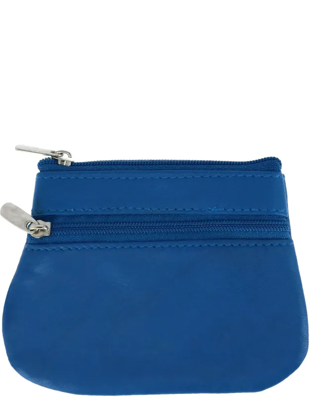 Leather Zipper Coin Pouch Wallet