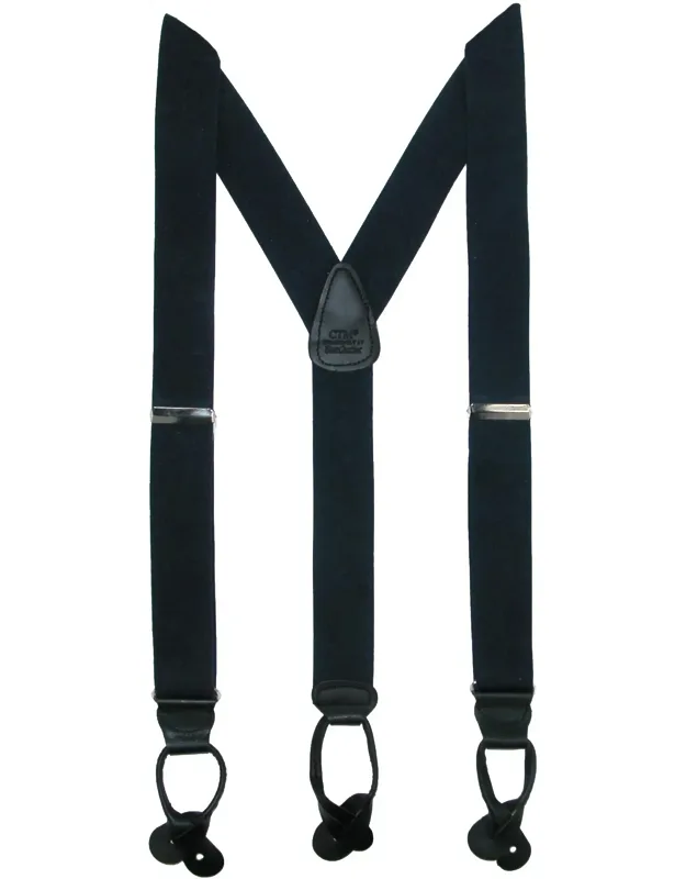 Big & Tall Elastic Button End Dress Suspenders With Silver Hardware