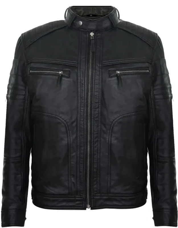 Classic Leather Racing Biker Jacket With Classic Biker Spirit And Stylish Biker Silhouette