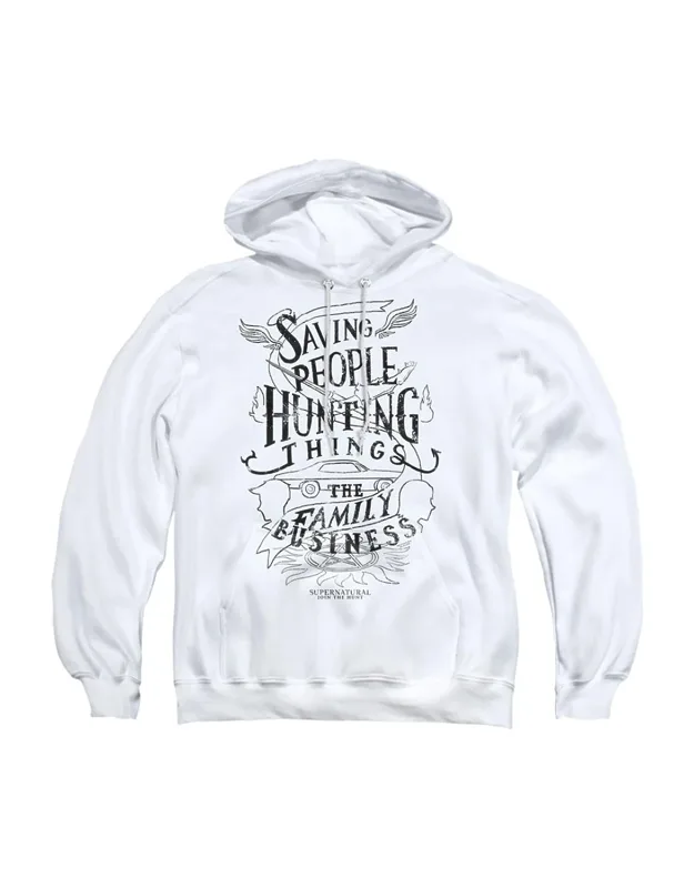 Supernatural Family Business Adult Pull Over Hoodie - Stylish For Everyday Wear, 50% Cotton And 50% Polyester