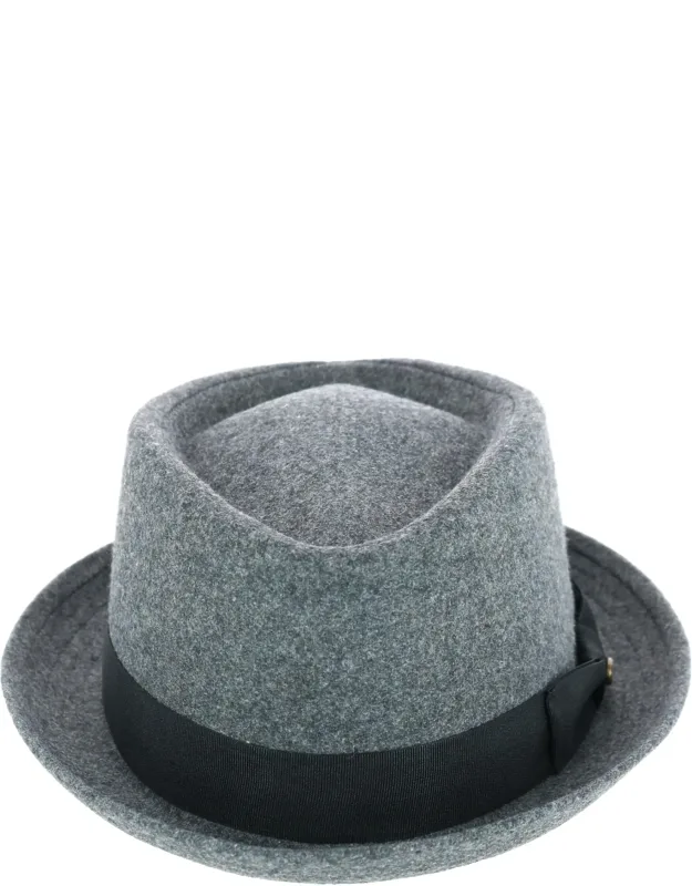 Diamond Shape Wool Fedora With Grosgrain Hatband - Warm Wool, 1.5-inch Brim