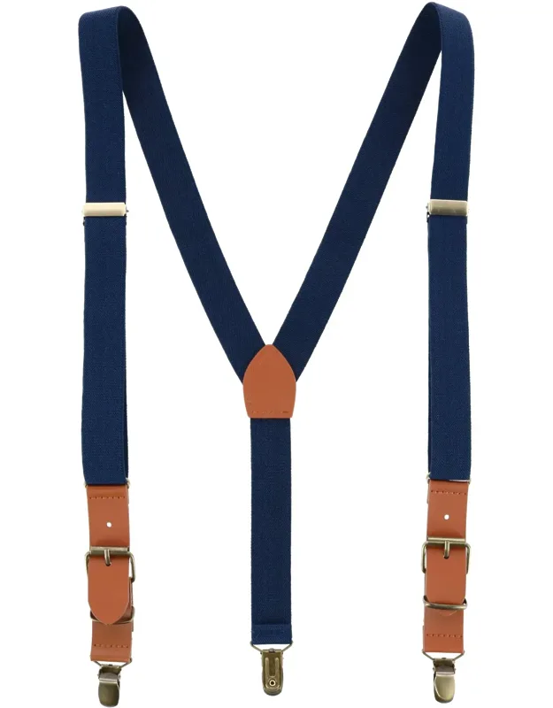 1 Inch Wide Suspenders With Faux Leather Buckle And Clip-ends