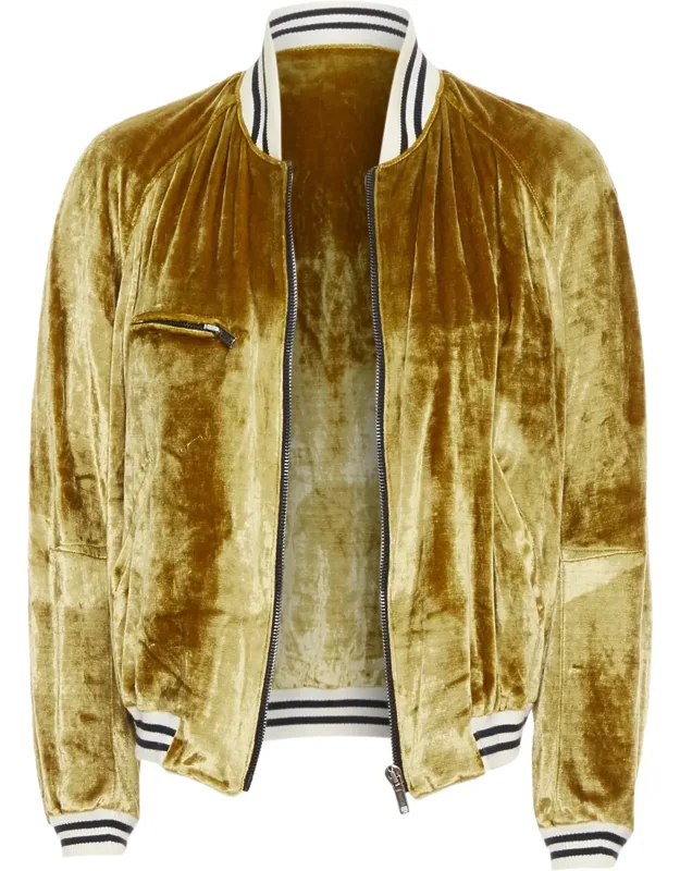 Crushed Velvet Teddy Bomber Jacket