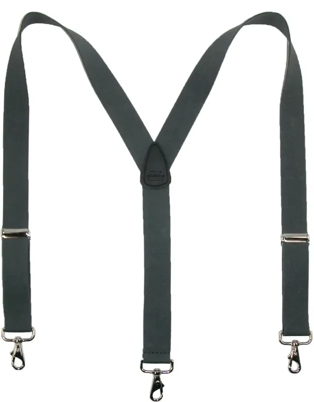 Elastic Solid Color Suspenders With Metal Swivel Hook Clip Ends