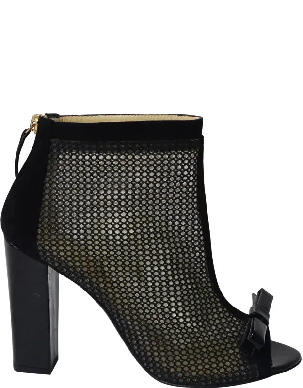 Open-toe Mesh Ankle Boots