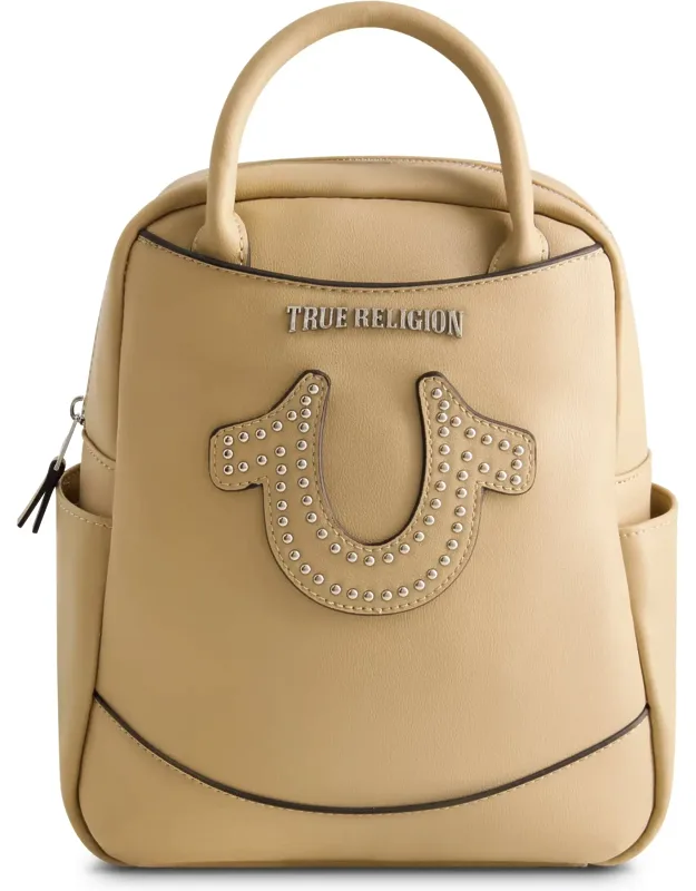 Studded Horseshoe Mini Backpack With Adjustable Shoulder Straps And Zip Closure