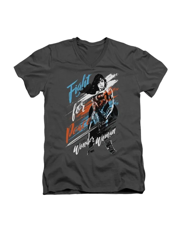 Wonder Woman Movie Fight For Peace V Neck Premium Cotton Tee