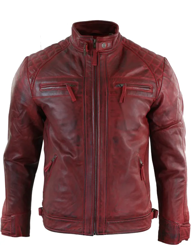 Zipped Soft Leather Biker Jacket