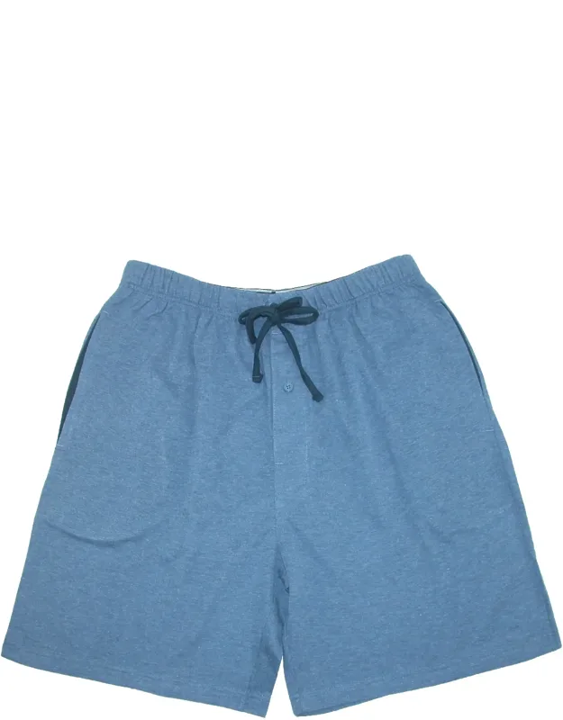 Big & Tall Jersey Knit Cotton Button Fly Pajama Sleep Shorts With Side Seam Pockets And Elastic Waistband