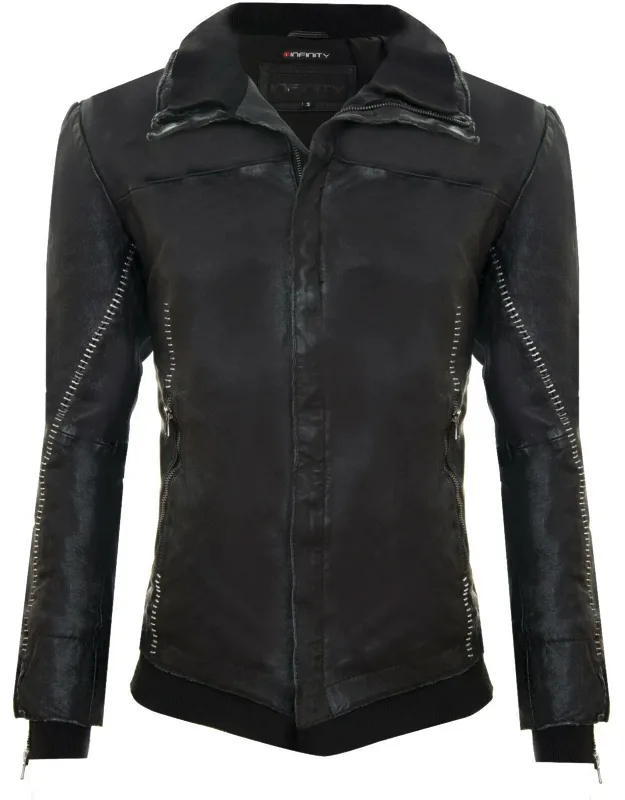 Handstitched Leather Biker Jacket