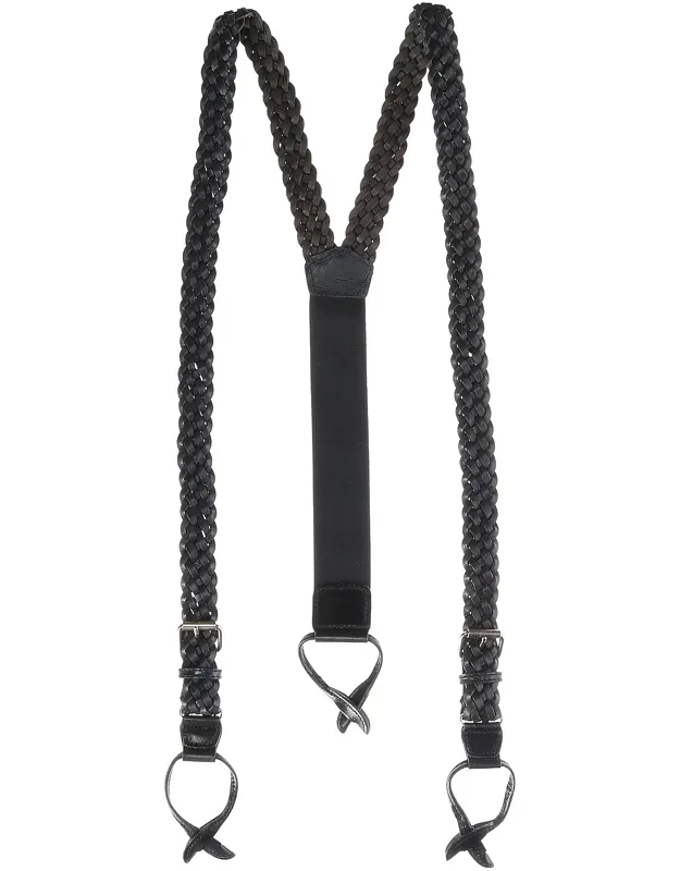 Leather Braided Button-end Suspenders