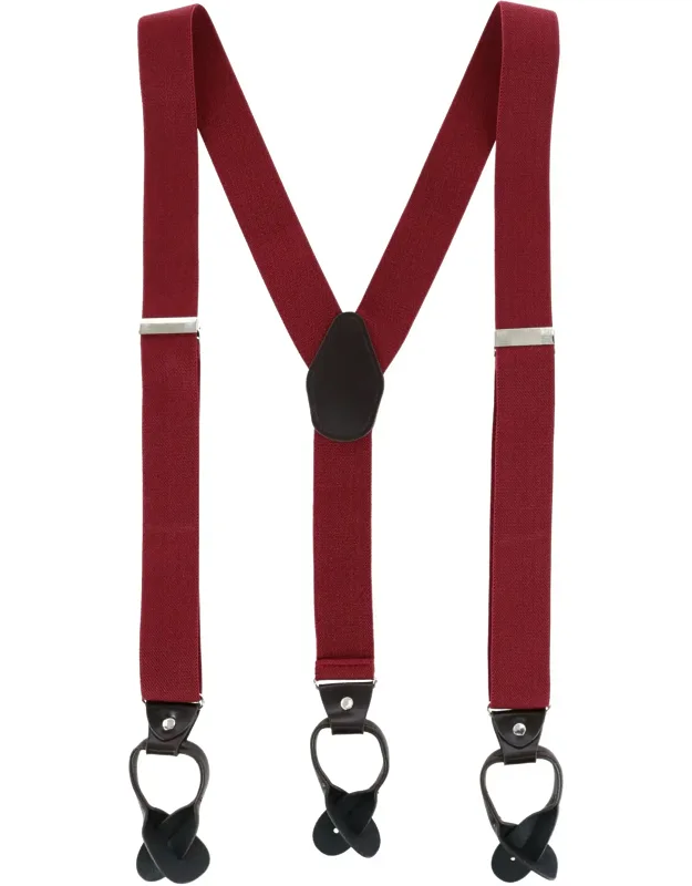 1.375 Inch Wide Solid Color Y-back Button-end Suspenders