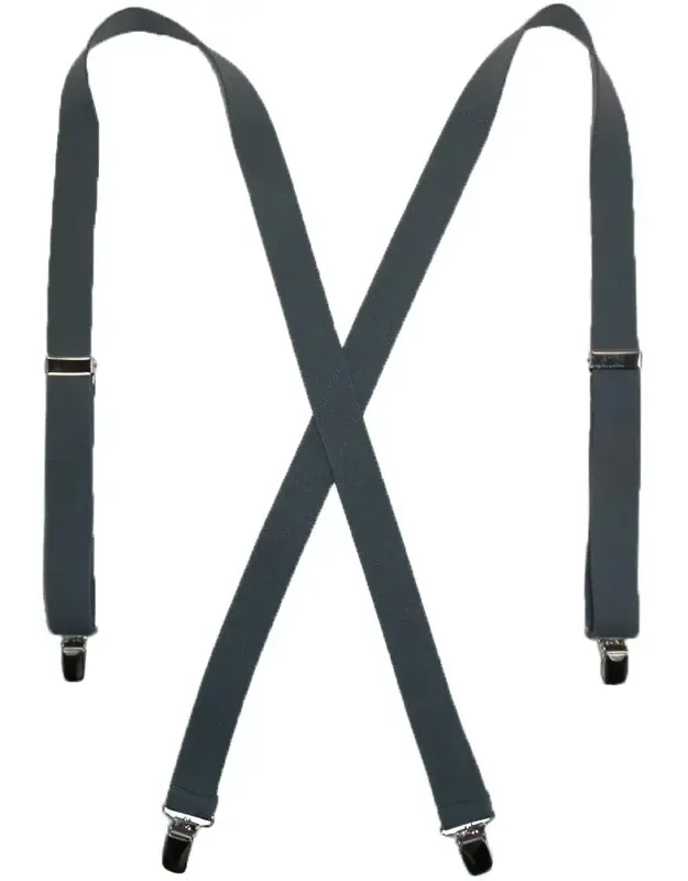 Elastic Clip-end 1 Inch Basic Suspenders - Adjustable X-back Style With Silver Metal Clips