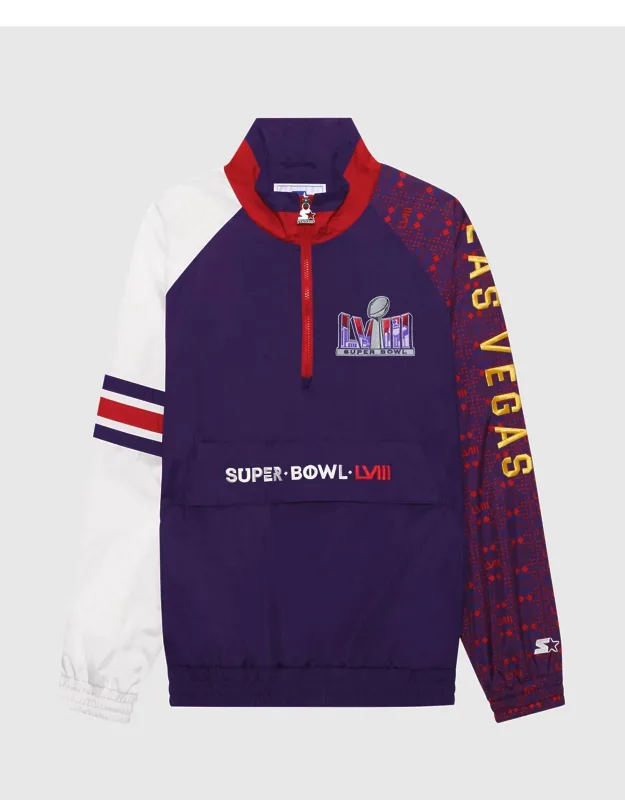 Super Bowl Lvi Nylon Elite Half-zip Pullover Jacket