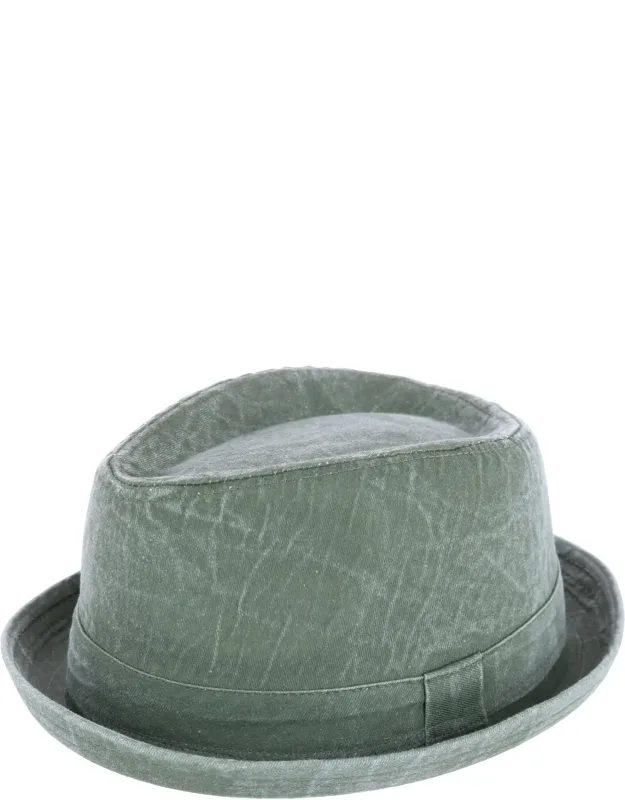 Washed Denim Cotton Fedora Hat