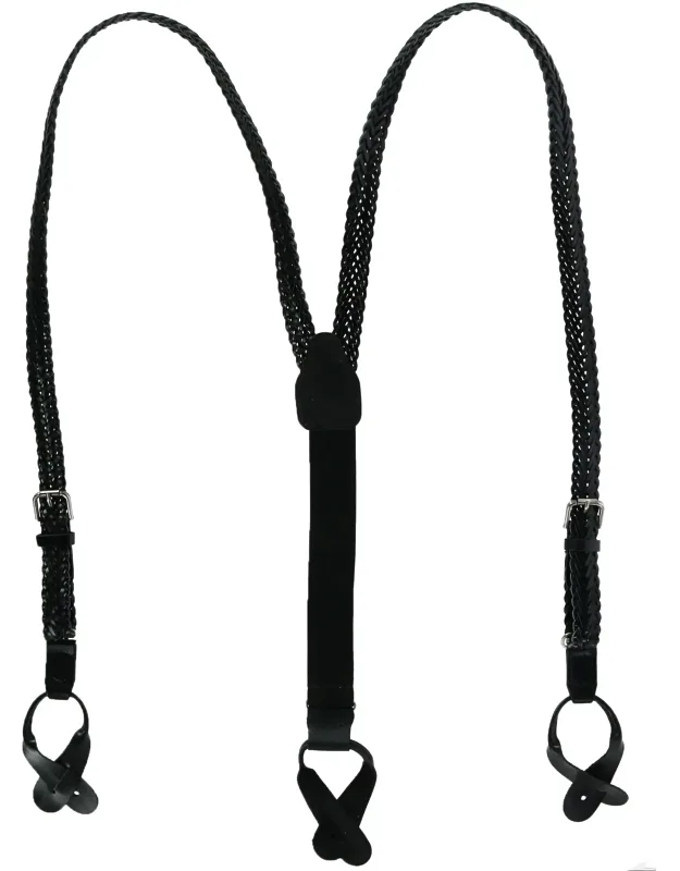 Coated Leather Button-end 3/4 Inch Braided Suspender