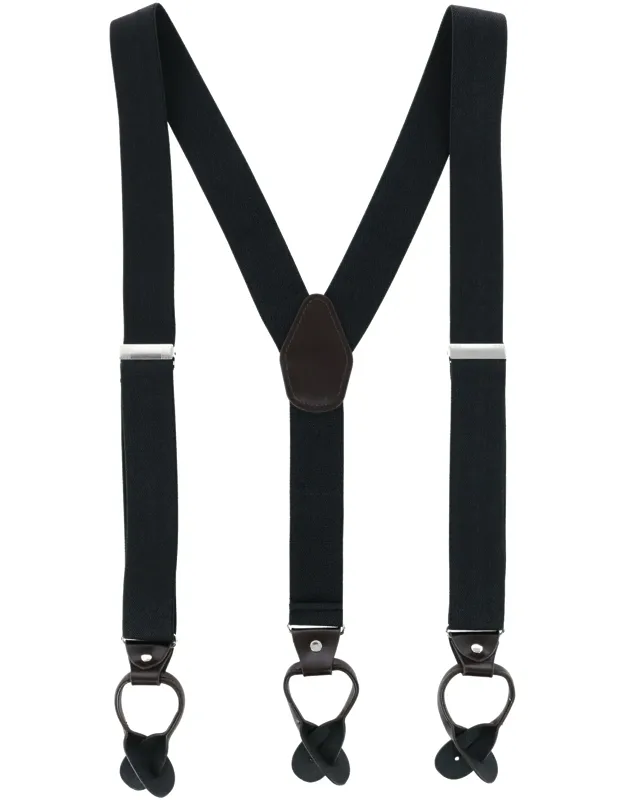 1.375 Inch Wide Solid Color Y-back Button-end Suspenders
