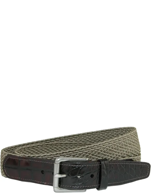 Hampton Stretch Belt With Croc Print Tabs