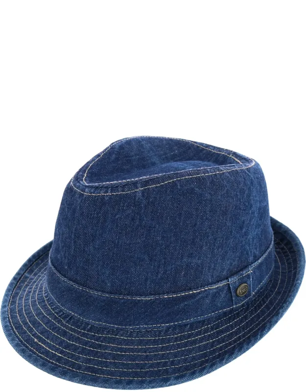 Cotton Denim Fedora Hat