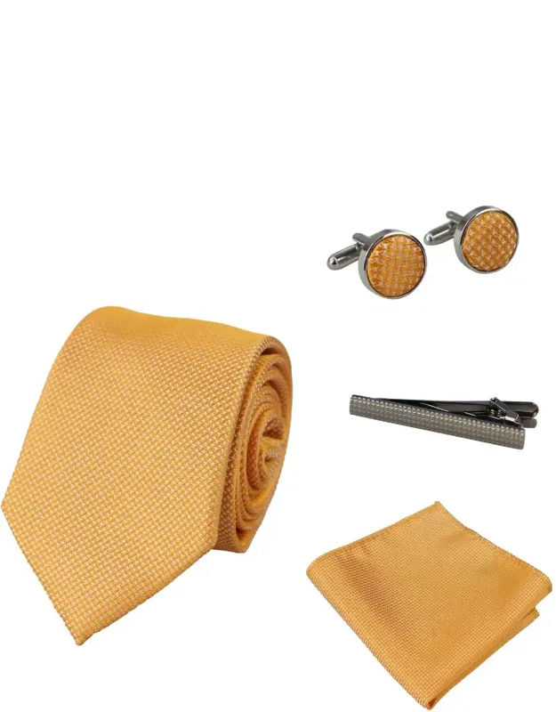Tie Pocket Square Cufflinks Pin Tie Gift Set
