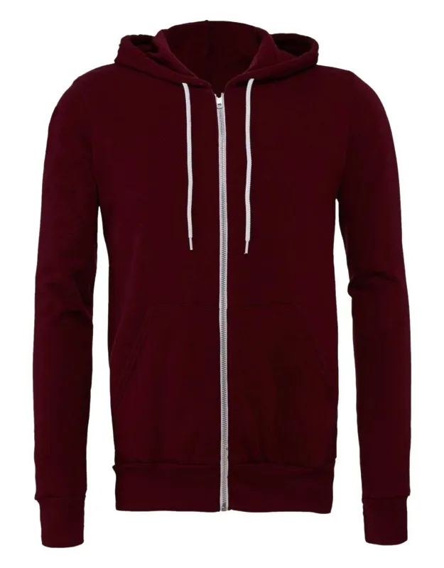 Sponge Fleece Full-zip Hoodie With Ribbed Cuffs And Split-pouch Pocket