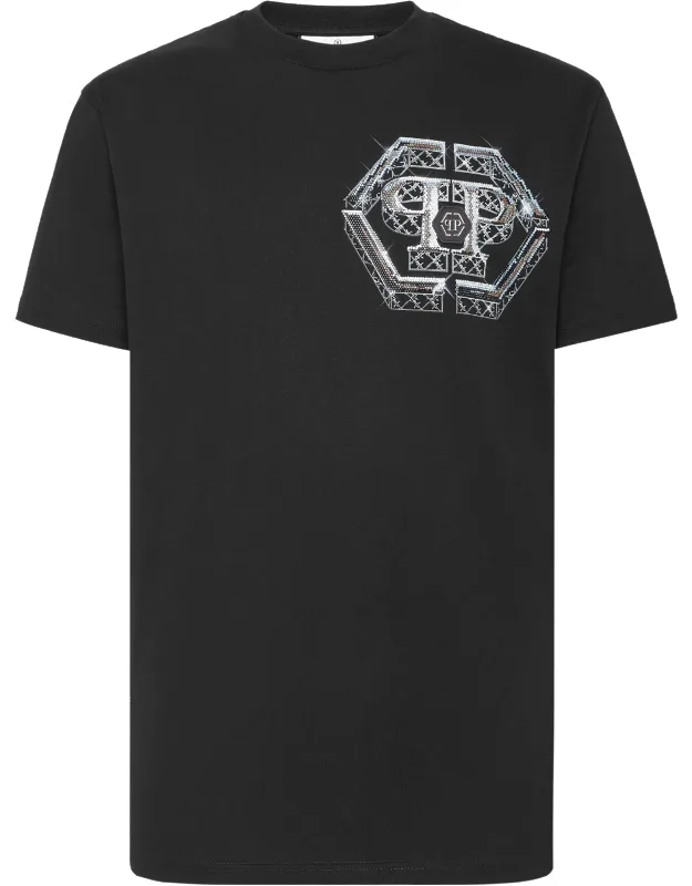 T-shirt Round Neck Ss With Iconic Skull And Bejewelled Prints