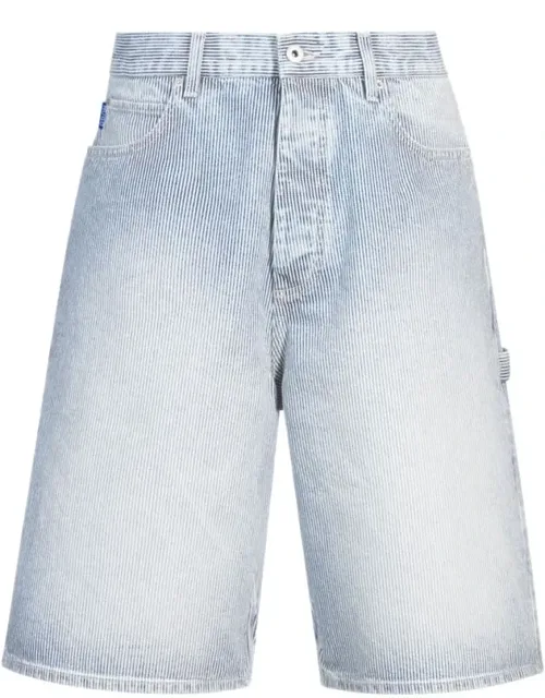 Wide-leg Shorts In Striped Denim