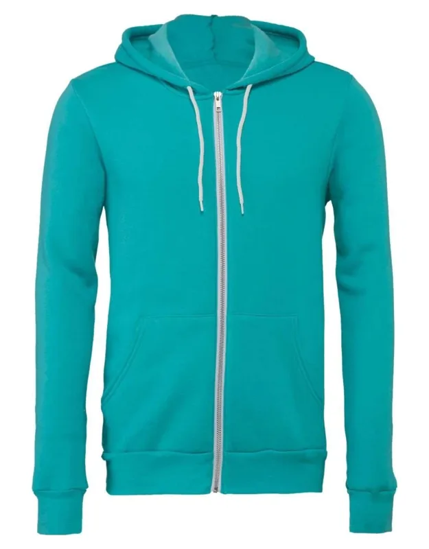 Sponge Fleece Full-zip Hoodie With Ribbed Cuffs And Split-pouch Pocket