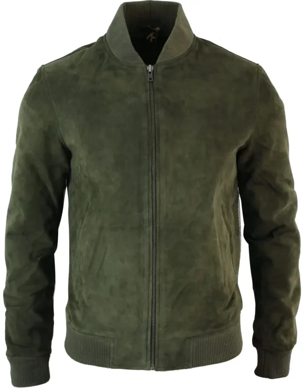 Suede Leather Bomber Jacket