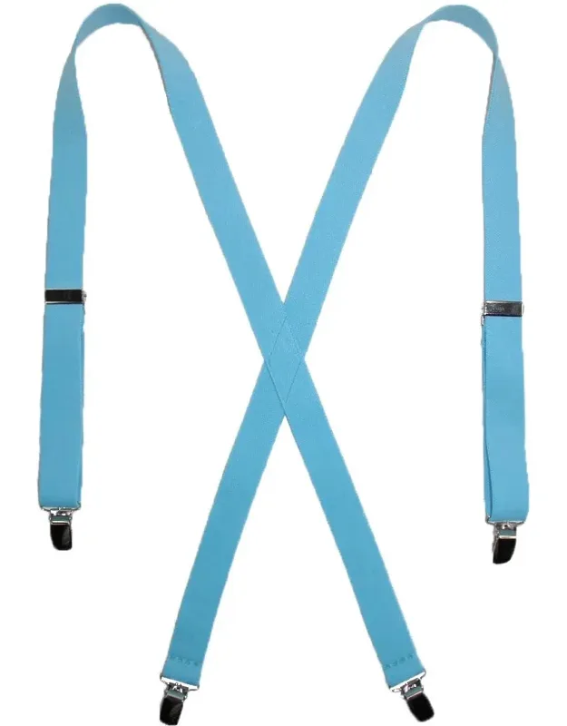 Elastic Clip-end 1 Inch Basic Suspenders - Adjustable X-back Style With Silver Metal Clips