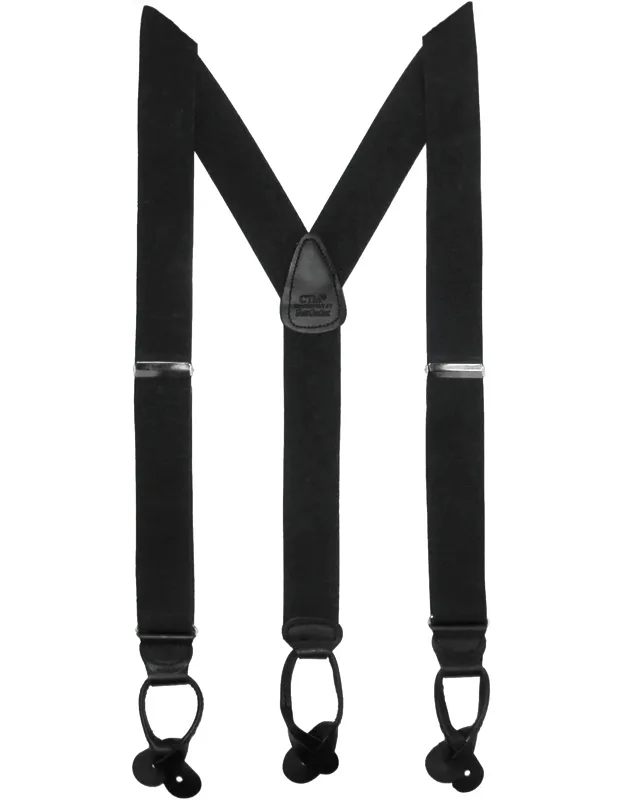Big & Tall Elastic Button End Dress Suspenders With Silver Hardware